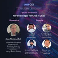 J.P. Auffret moderates plenary discussion at Global CIO international online conference
